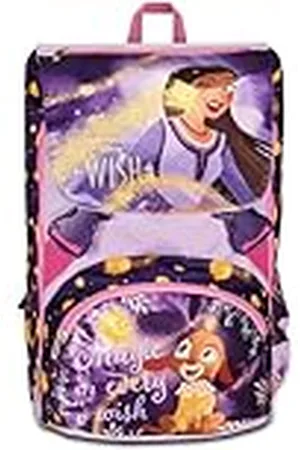 7 for all Mankind Disney Mochila escolar extensible Wish Strong Heart, Bright Spirit, Lila – Mochila doble compartimento desmontable mediante cremallera y con bolsillo porta botella, mochila para niña –