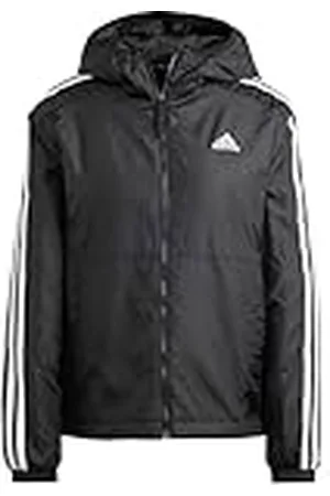 adidas Mujer Essentials 3-Stripes Insulated Hooded Jacket, Black, S