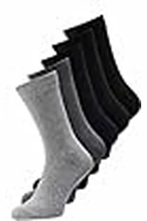 JACK & JONES Jacjens - Calcetines 5 Unidades JACJENS - Calcetines 5 unidades, Hombre, Dark Grey Melange/Detail:Light Grey Melange & Black Navy & Black & Black & Black, Talla única Grande