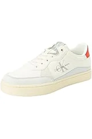Calvin Klein Jeans Zapatillas para Hombre Sneaker de Piel, Marfil (Creamy White/Natural Cord), 43