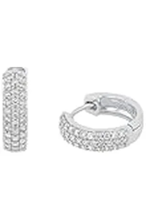 QS by s.Oliver Creoles, de ley 925, Joyas de oreja para señoras, con sintetizador de circonitas., 1,5 cm, , Viene en caja de regalo de joyería