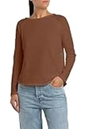 Replay Camisa de mujer de manga larga de algodón, marrón (Brandy 524), M