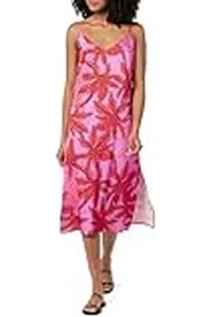 THE DROP Ana Silky Vestido de Cuello En V Midi Slip, , L