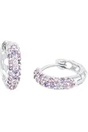 Prinzessin Lillifee Pendientes de aro de plata de ley 925 para niñas, con circonita, 1,2 cm, morados, en caja de regalo, 9064182