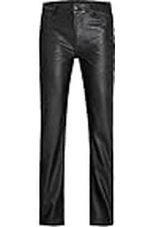 JJXX Jxkenya Hw Pantalones de Piel Sintética Recta, Pantalones Mujer, Negro/Detalle: Mate Largo, S