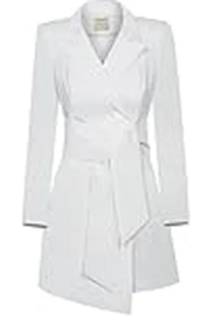 Swing Rocky Mini Mujer | Elegante Festivo Fiesta Noche Novia Corto | Vestido de Traje | Sexy | Cuello en V | Manga Larga | Blanco | 36 (S), (38)