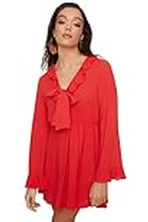 Trendyol Vestido de Playa de Viscosa con Detalles de Volantes, , 36 para Mujer