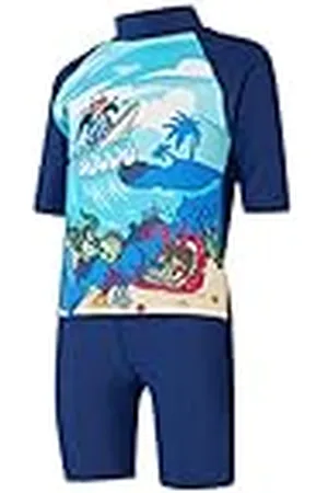 Speedo Learn To Swim Sun Protection Top & Short Rash Guard Shirt Niños, Harmony Azul/Bondi/Becah Azul/Blanco, 2 Años