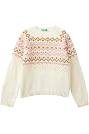 Benetton Camiseta G/C M/L 1176q107k Suéter, Color Blanco, 160 cm Niñas y niñas