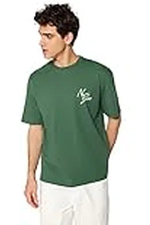 Trendyol Green Male Relaxed Fit Ba Camiseta, , S para Hombre