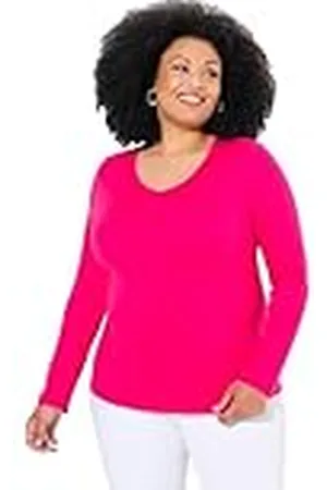 Ulla Popken Shirt, Slim, V-Ausschnitt, Langarm Camiseta de Manga Larga en V, , 48-50 Mujeres