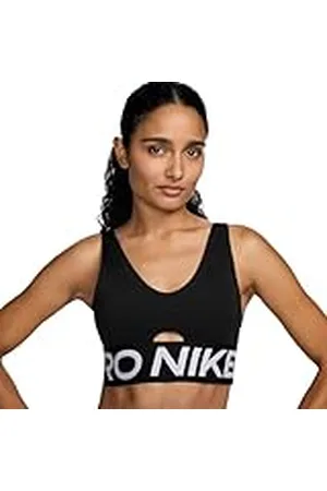 Nike Pro Indy Plunge Sujetador Deportivo De Sujeción Media con Almohadilla - Mujer, , HF7324-010, S