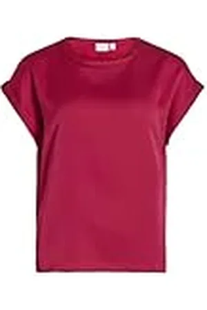 VILA Viellette S/S Satin Top-Noos Blusa de Manga Corta, , 38 Mujeres