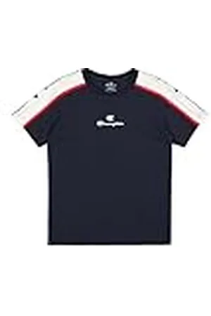 Champion Legacy Retro Sport B (306859) - Camiseta con cuello redondo y manga corta con cinta, azul marino (NNY/WHT/CRD), 7-8 años (S) Niños FW24