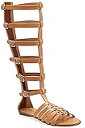 Emmanuela Handcrafted For You Emmanuela Sandalias Gladiador de Piel Hechas a Mano en Piel, Hasta la Rodilla con Cremallera en la Parte Superior, Zapatos Planos de Verano con Tirantes para Mujer, , 39