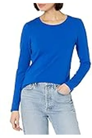 Amazon Camiseta de Cuello Caja, Manga Larga y Ajuste Clásico (Disponible en Tallas Grandes) Mujer, , L