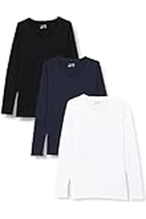Berydale Camisa Manga Larga Mujer, Pack de 3, Multicolor (Negro/Azul Oscuro/Blanco, Paquete de 3), XL