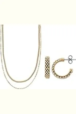 Skagen Collar y Pendientes de Mujer Merete en Acero Inoxidable de Tono Dorado, Set