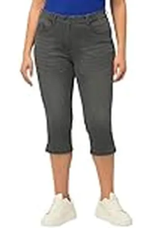 Ulla Popken Capri Jeans Sarah-Pantalones Vaqueros Estrechos con 5 Bolsillos, , 47W x 32L para Mujer