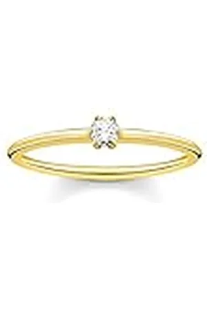 Thomas Sabo Anillo piedra blanca plata chapada en oro TR2312-414-14-50