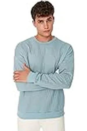 Trendyol Sudadera de Gran tamaño con Cuello Redondo y Color sólido, , S Plus para Hombre