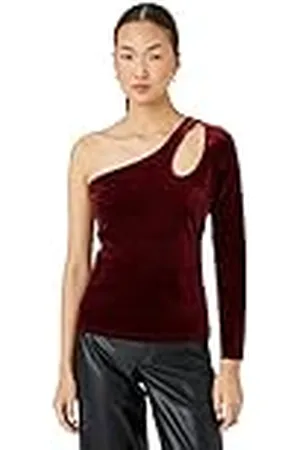 Koton Velvet Blouse One Shoulder Cut out Detail Camiseta, Bordeaux (457), S para Mujer