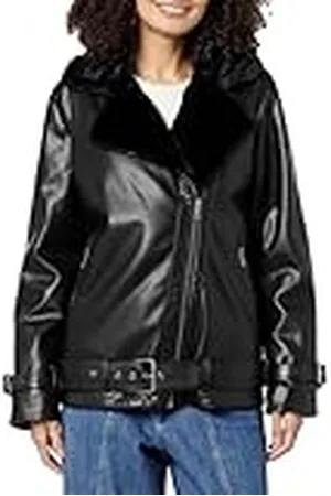 THE DROP Cavalla Chaqueta Motera de Cuero Vegano para Mujer, , 3XL Grande