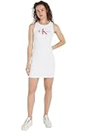 Calvin Klein Jeans Vestido para Mujer Rib Tank Dress sin Mangas, , L