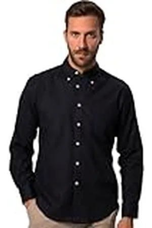 JP 1880 Camisa de Lino, Manga Larga, Cuello Abotonado, Corte Moderno, , L para Hombre