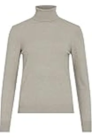 VILA Vicomfy L/S Roll-Neck Knit Top/PB Jersey de Punto, Melange Natural, L para Mujer