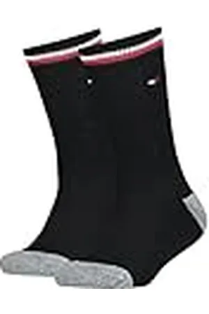 Tommy Hilfiger Crew Sock, Negro , 35-38 (Pack de 2) Unisex Niños