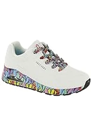 Skechers Uno Ravaged Love, Zapatillas Mujer, White, 38.5 EU