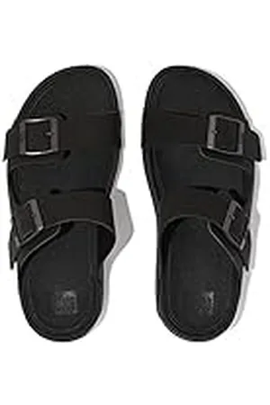 FitFlop Gogh Moc Mens Buckle Leather Slides, Sandalias deslizantes Hombre, Black, 42 EU