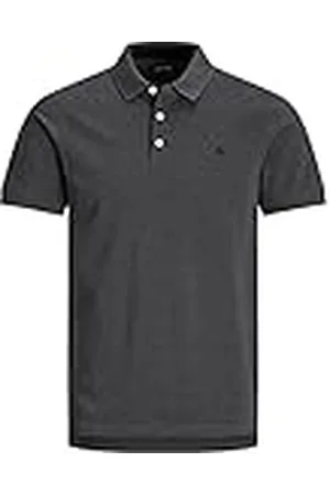 JACK & JONES Jjepaulos Polo Ss Noos Polo, Hombre, Dark Grey Melange Detail:tonal/Black/Slim, XXL