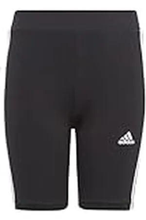 adidas Niñas Essentials 3-Stripes Cotton Bike Tights, Black/White, 14-15 Years