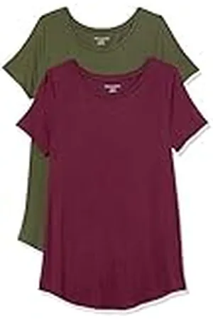Amazon Túnica de Cuello Redondo y Manga Corta Mujer, Pack de 2, , XL