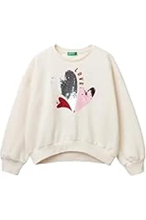 Benetton Jersey G/C M/L 3j68c10k0 Sudadera con Capucha, Color Blanco, 160 cm Niñas y niñas