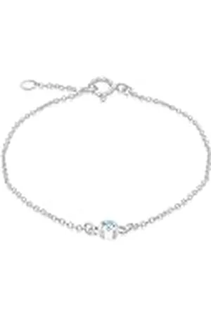 Amazon Pulsera ajustable de esterlina con circonita aguamarina, piedra natal de marzo, 16 a 18 cm