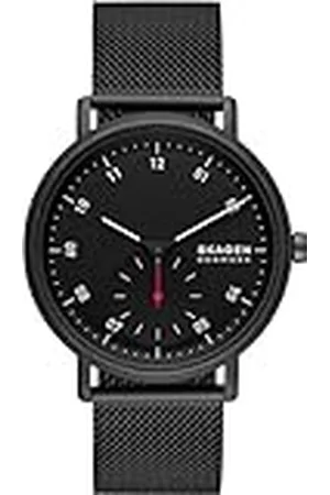 Skagen Kuppel Reloj para Hombre, Movimiento cronógrafo de Cuarzo con Correa de Acero Inoxidable o Piel, , 44MM
