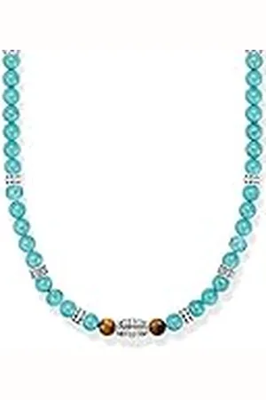 Thomas Sabo KE2180-364-17-L50 - Collar para hombre con cuentas de plata de ley 925 y perlas de ojo de tigre (50 cm de longitud), 50cm, Plata esterlina, No es una piedra preciosa