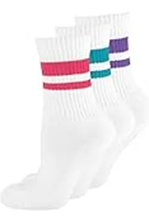 Nur Die Deportivos Altos, Paquete de 3 Calcetines de Tenis Retro con Rayas de algodón, , 38 para Mujer