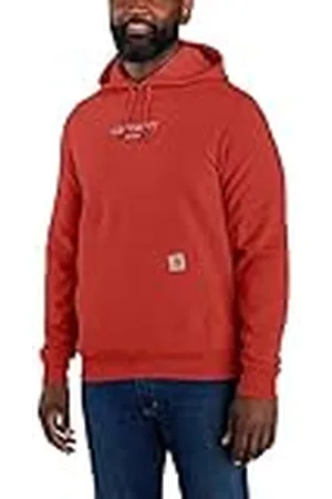 Carhartt Sudadera Force Relaxed Fit, Ligera, con Estampado de Logotipo, para Hombre, roja, L