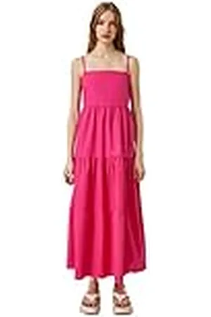 Koton Spaghetti Strappy Square Neck Maxi Tiered Dress, Vestido Mujer,