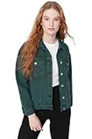 Trendyol Damen Regular Basic Plain Denim Jacke Capa, , M Mujeres
