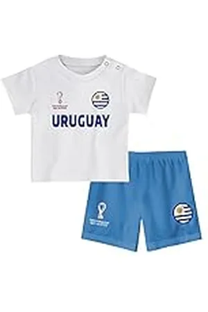 FIFA Unisex Kinder Official World Cup 2022 Tee & Short Set, Toddlers, Uruguay, Alternate Colours, Age 4, White, Large