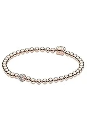 PANDORA Purely Pulsera con cuentas y engaste pavé chapada en oro de 14 quilates con circonitas cúbicas, 17
