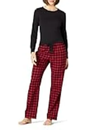 Amazon Conjunto para Dormir Ligero con Pantalón de Franela y Camiseta de Manga Larga Mujer, , XL