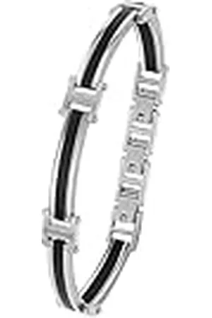 QS by s.Oliver Pulsera de acero inoxidable pulsera de los hombres, 18,5+1,5+1,5 cm, plata, viene en caja de regalo de joyería, 2035798