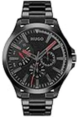 HUGO BOSS Reloj Analógico de Cuarzo Multifunción para Hombre Colección #Leap con Correa de Acero Inoxidable Negra - 1530175