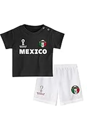 FIFA Unisex Kinder, Black Kids Official World Cup 2022 & -Mexico Away Country Tee Shorts Set, White, Small Age 2 UK
